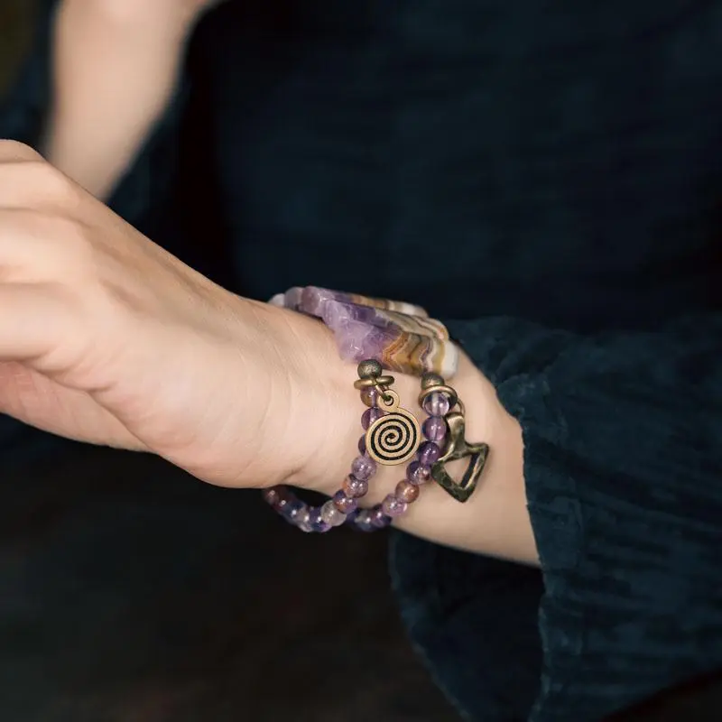 Amethyst & Brass Bracelet (5) Amethyst & Brass Bracelet