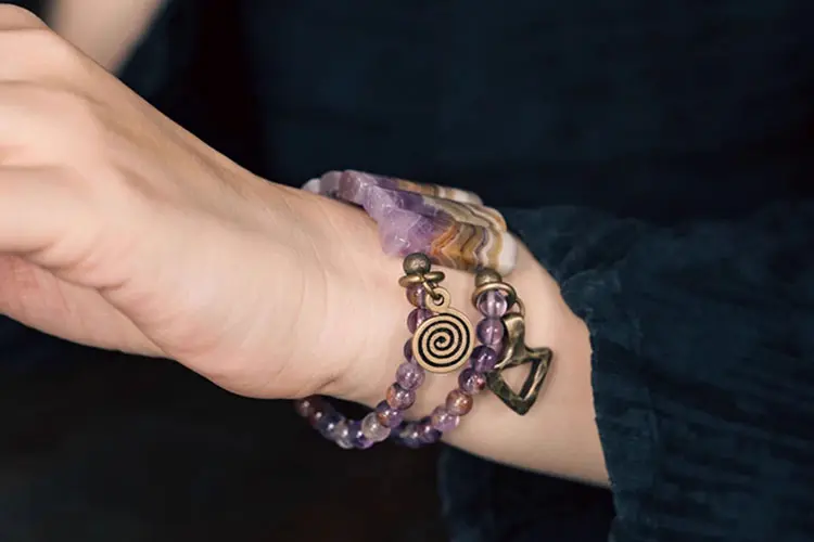 Amethyst & Brass Bracelet | Spiritual Protection & Inner Wisdom 7 - Buddha Bodhis Amethyst & Brass Bracelet