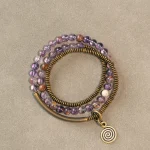 Amethyst & Brass Spiral Bracelet | Flowing Energy & Zen Style 4 - Buddha Bodhis Amethyst & Brass Spiral Bracelet