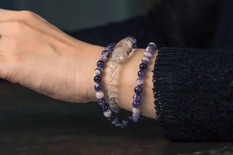 Amethyst & Clear Quartz Bracelet | Clarity & Spiritual Harmony 7 - Buddha Bodhis Amethyst & Clear Quartz Bracelet