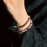 Amethyst Double-Wrap Bracelet | Dreamy Tranquility & Vintage Brass Charm 1 - Buddha Bodhis Amethyst Double-Wrap Bracelet