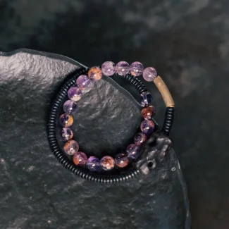 Amethyst & Ebony Wood Bracelet
