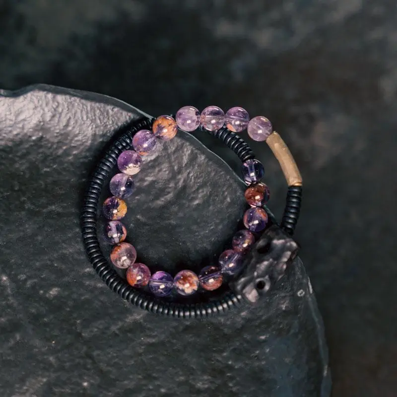 Amethyst & Ebony Wood Bracelet (1) Amethyst & Ebony Wood Bracelet