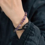 Amethyst & Ebony Wood Bracelet | Intuition & Grounding Protection 3 - Buddha Bodhis Amethyst & Ebony Wood Bracelet