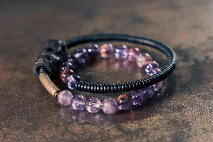 Amethyst & Ebony Wood Bracelet | Intuition & Grounding Protection 5 - Buddha Bodhis Amethyst & Ebony Wood Bracelet