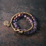 Amethyst Phantom & Brass Bracelet | Serenity & Cosmic Flow - Buddha Bodhis Amethyst Phantom & Brass Bracelet