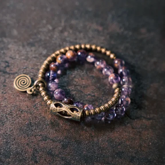 5 Perfect Crystal Gifts for Every Person in Your Life - Buddha Bodhis Amethyst Phantom & Brass Bracelet