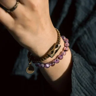 Amethyst Phantom & Brass Bracelet