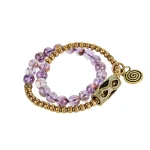Amethyst Phantom & Brass Bracelet | Serenity & Cosmic Flow 4 - Buddha Bodhis Amethyst Phantom & Brass Bracelet