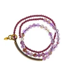 Amethyst Phantom & Garnet Bracelet | Inner Peace & Protection 4 - Buddha Bodhis Amethyst Phantom & Garnet Bracelet