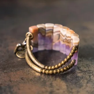 Amethyst Slab & Brass Cuff Bracelet