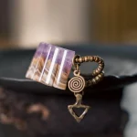 Amethyst Slab & Brass Cuff Bracelet | Grounding Energy & Serene Style 2 - Buddha Bodhis Amethyst Slab & Brass Cuff Bracelet