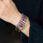 Amethyst Slab & Brass Cuff Bracelet | Grounding Energy & Serene Style 3 - Buddha Bodhis Amethyst Slab & Brass Cuff Bracelet