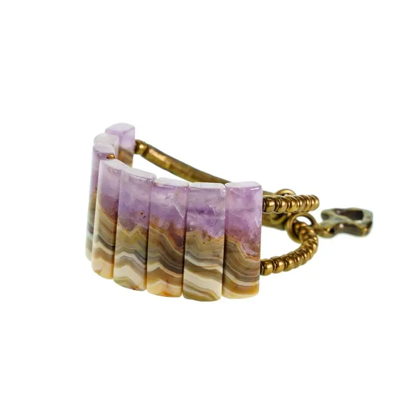 Amethyst Slab & Brass Cuff Bracelet (5) Amethyst Slab & Brass Cuff Bracelet