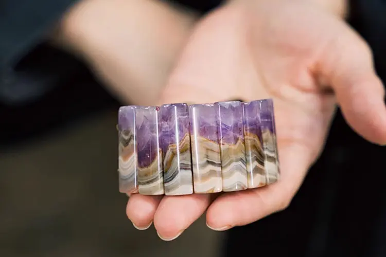 Amethyst Slab & Brass Cuff Bracelet | Grounding Energy & Serene Style 6 - Buddha Bodhis Amethyst Slab & Brass Cuff Bracelet