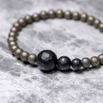 Solid Brass & Black Agate Bracelet | Grounding Strength 1 - Buddha Bodhis Black Agate Bracelet