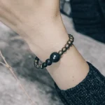 Solid Brass & Black Agate Bracelet | Grounding Strength 3 - Buddha Bodhis Black Agate Bracelet