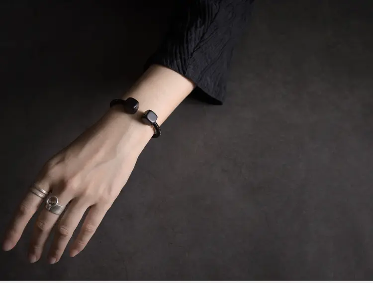 Black Ebony Wood Bracelet | Minimalist Couple Bangle 6 - Buddha Bodhis Black Ebony Wood Bracelet