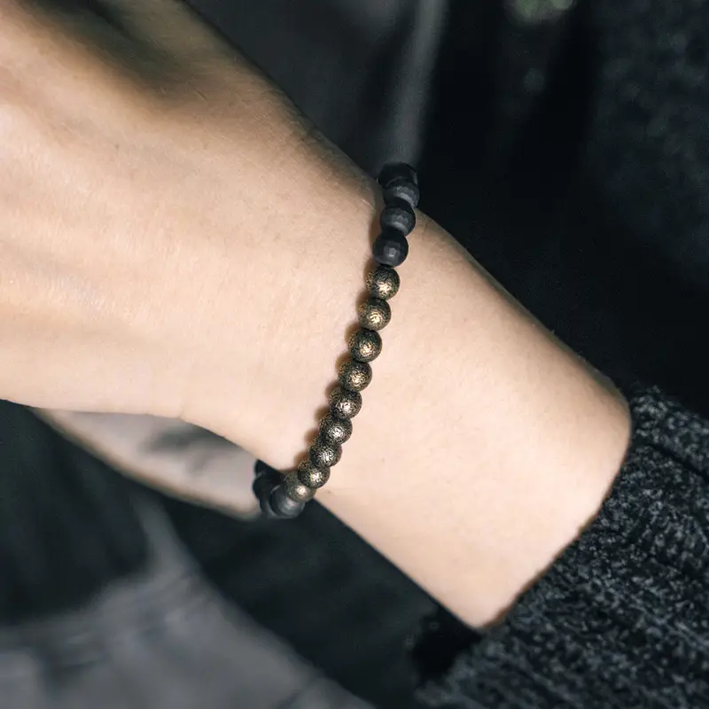 Black Onyx Bead Bracelet-2 Black Onyx Bead Bracelet