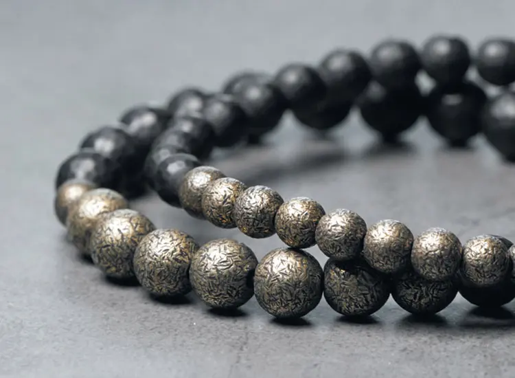 Black Onyx Bead Bracelet | Vintage Punk Style Spiritual Jewelry 5 - Buddha Bodhis Black Onyx Bead Bracelet