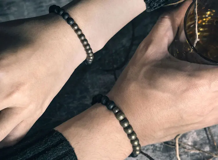 Black Onyx Bead Bracelet | Vintage Punk Style Spiritual Jewelry 6 - Buddha Bodhis Black Onyx Bead Bracelet