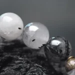 Black Rutilated Quartz & Chiseled Ebony Bracelet | Zen Grounding 2 - Buddha Bodhis Black Rutilated Quartz & Chiseled Ebony Bracelet