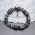 Black Rutilated Quartz & Ebony Wood Bracelet | Raw Earth Protection - Buddha Bodhis Black Rutilated Quartz & Ebony Wood Bracelet