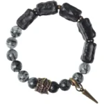Black Rutilated Quartz & Ebony Wood Bracelet | Raw Earth Protection 4 - Buddha Bodhis Black Rutilated Quartz & Ebony Wood Bracelet