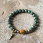 Bodhi Root Bracelet | Vintage Brass & Jade Bead | Spiritual Unisex Gift - Buddha Bodhis Bodhi Root Bracelet