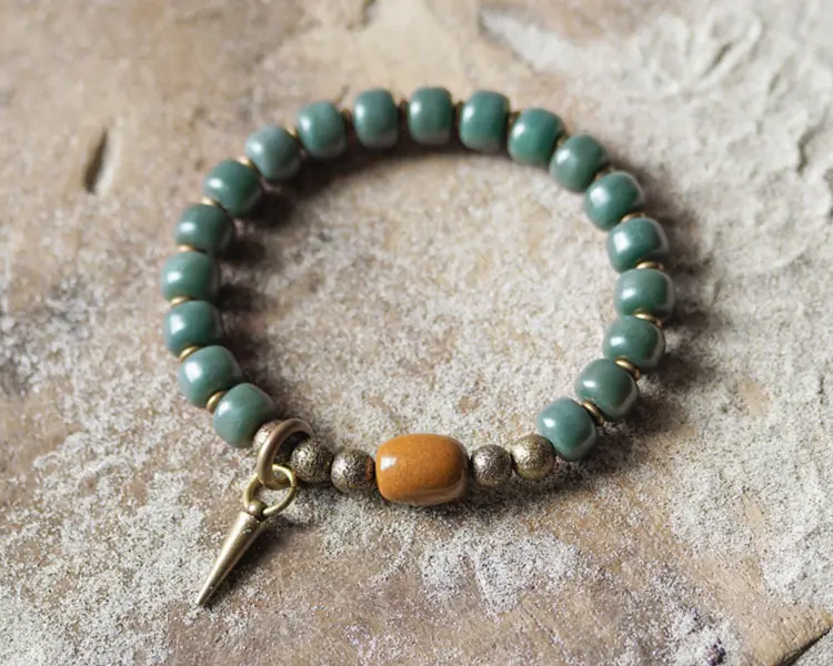 Bodhi Root Bracelet | Vintage Brass & Jade Bead | Spiritual Unisex Gift 5 - Buddha Bodhis Bodhi Root Bracelet