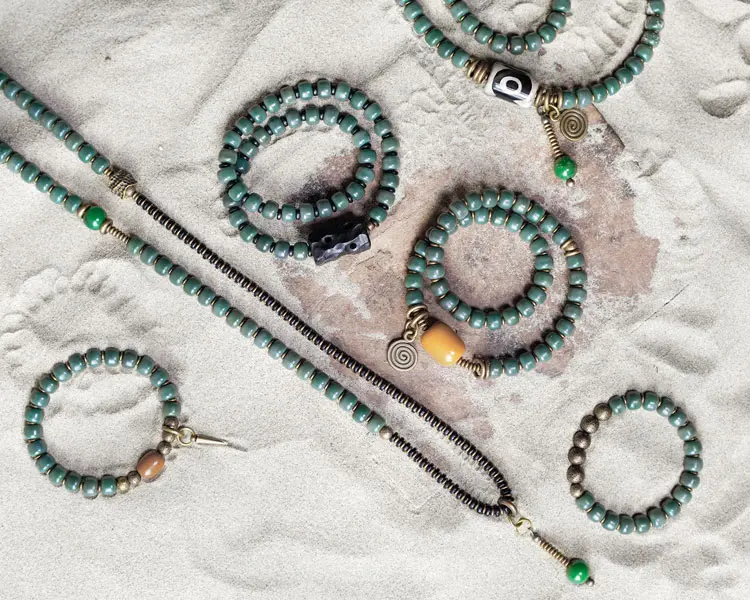 Bodhi Root Bracelet | Vintage Brass & Jade Bead | Spiritual Unisex Gift 6 - Buddha Bodhis Bodhi Root Bracelet