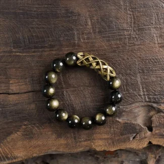 Buddha Bodhis Simple Black Obsidian Bracelet