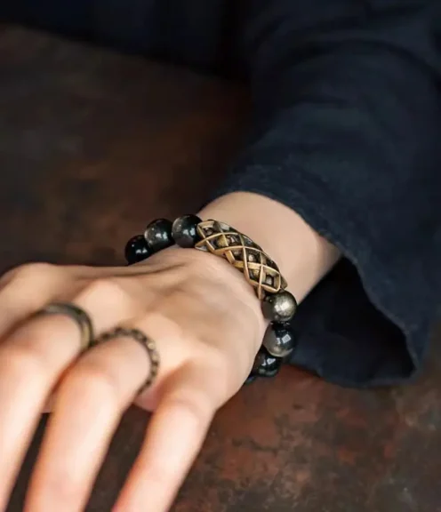 Natural 12mm Gold Sheen Obsidian Bracelet | Wealth Magnet & Protection 6 - Buddha Bodhis Natural 12mm Gold Sheen Obsidian Bracelet | Wealth Magnet & Protection