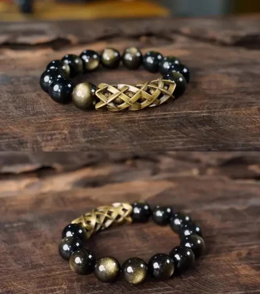 Natural 12mm Gold Sheen Obsidian Bracelet | Wealth Magnet & Protection 5 - Buddha Bodhis Natural 12mm Gold Sheen Obsidian Bracelet | Wealth Magnet & Protection