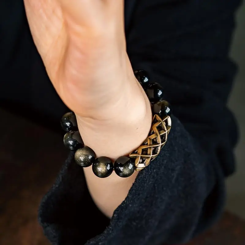 Buddha Bodhis Simple Black Obsidian Bracelet-2 Buddha Bodhis Simple Black Obsidian Bracelet-2