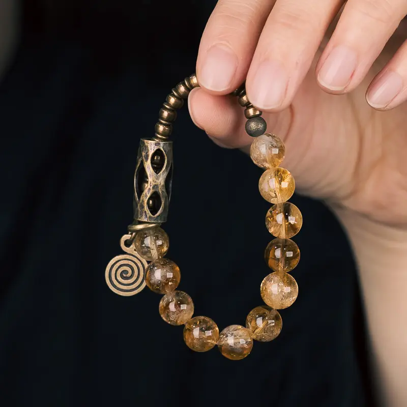 Citrine & Artisan Brass Bracelet (4) Citrine & Artisan Brass Bracelet