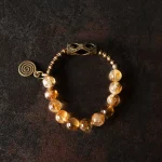 Citrine & Artisan Brass Bracelet | Prosperity & Unique Style 2 - Buddha Bodhis Citrine & Artisan Brass Bracelet