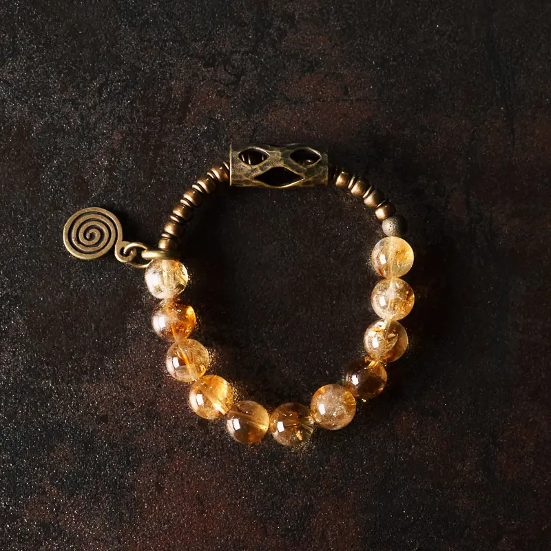 Citrine & Artisan Brass Bracelet (5) Citrine & Artisan Brass Bracelet
