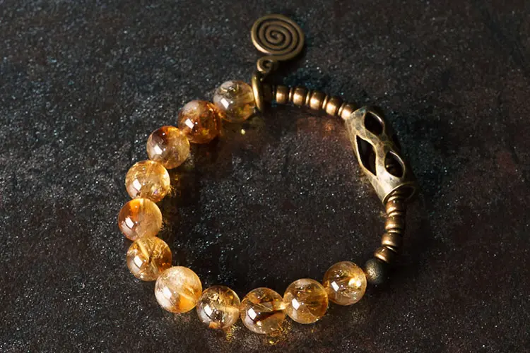 Citrine & Artisan Brass Bracelet | Prosperity & Unique Style 5 - Buddha Bodhis Citrine & Artisan Brass Bracelet