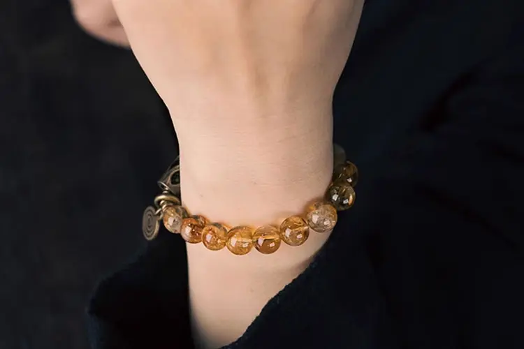 Citrine & Artisan Brass Bracelet | Prosperity & Unique Style 7 - Buddha Bodhis Citrine & Artisan Brass Bracelet