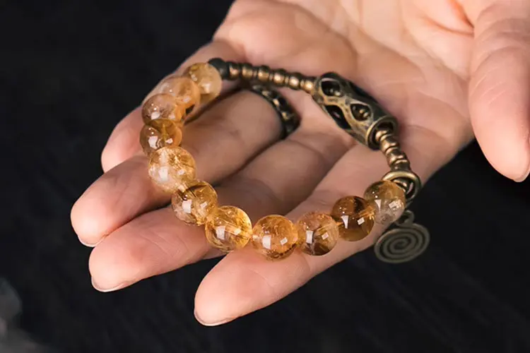 Citrine & Artisan Brass Bracelet | Prosperity & Unique Style 6 - Buddha Bodhis Citrine & Artisan Brass Bracelet