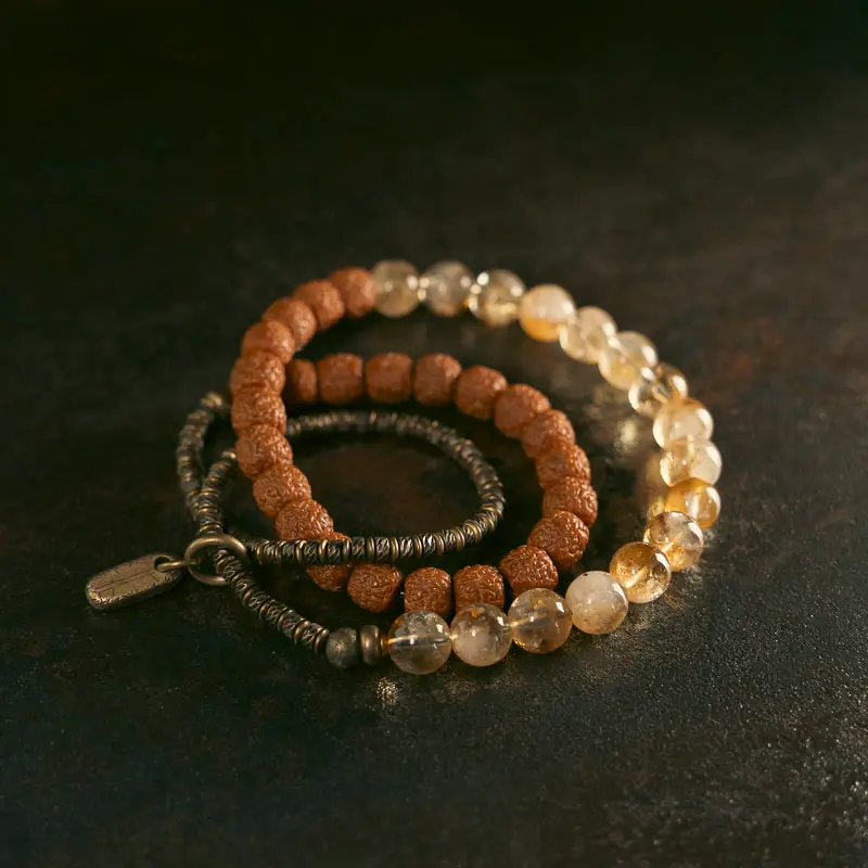 Citrine & Bodhi Seed Multi-Layer Bracelet (2) Citrine & Bodhi Seed Multi-Layer Bracelet