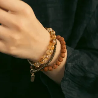Citrine & Bodhi Seed Multi-Layer Bracelet