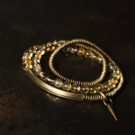 Citrine & Edgy Brass Coil Bracelet | Prosperity & Bold Style 2 - Buddha Bodhis Citrine & Edgy Brass Coil Bracelet