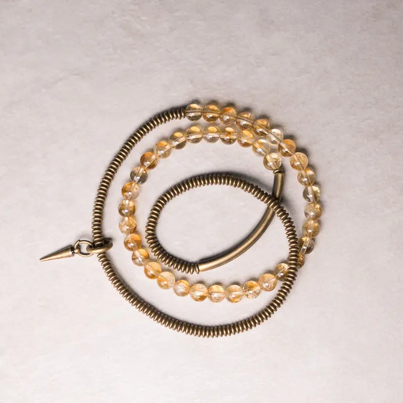 Citrine & Edgy Brass Coil Bracelet (5) Citrine & Edgy Brass Coil Bracelet