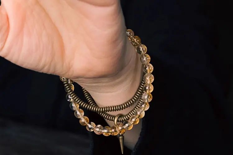 Citrine & Edgy Brass Coil Bracelet | Prosperity & Bold Style 7 - Buddha Bodhis Citrine & Edgy Brass Coil Bracelet