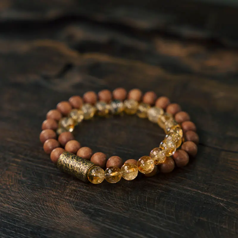 Natural Sandalwood Bead Bracelet | Zen Inspired Meditation Jewelry - Buddha Bodhis Natural Sandalwood Mala Beads with Aroma