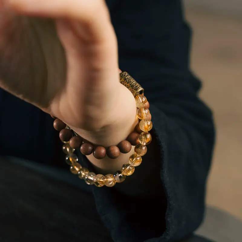 Citrine, Sandalwood & Brass Bracelet (3) Citrine, Sandalwood & Brass Bracelet