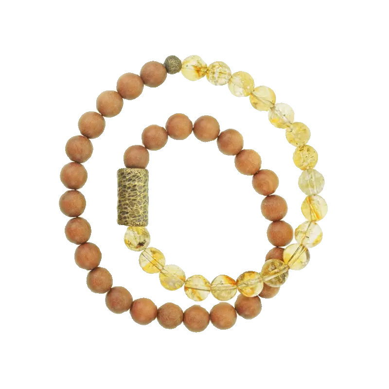 Citrine, Sandalwood & Brass Bracelet (5) Citrine, Sandalwood & Brass Bracelet