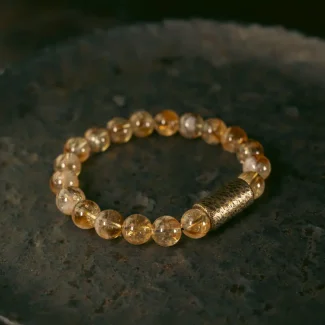 Citrine & Textured Brass Bracelet